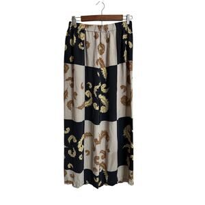 Harari 100% Silk Wide Leg Relaxed Pants Art-To-Wear Checkboard Womans Small